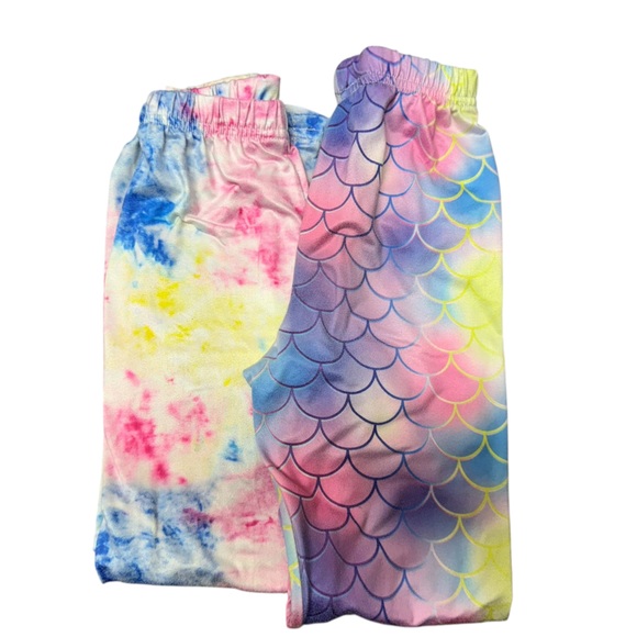 Colorful Tie-Dye and Mermaid Scale Leggings - Picture 1 of 3